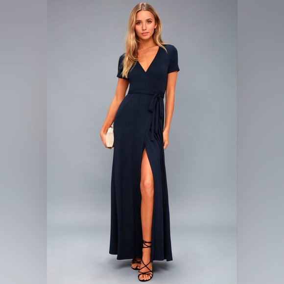 Lulu's Evolve Navy Blue Wrap Maxi Dress - Picture 2 of 12